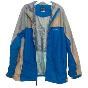 🌞 Stearns Dry Wear Rain Coat blue & tan billed hoodie gorpcore men XXL